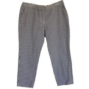 J Crew Womens Cafe Capri Seersucker Pant Size 14 Blue White Classic‎ Summer